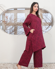 Tawakkal DORA Jacquard 2-Piece Stitched Suit Maroon