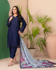 Tawakkal 3-Piece Chikankari Suit – Pure Lawn Shirt, Cotton Pants & Cambric Dupatta