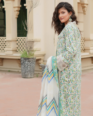 Pure Lawn Chikankari Ensemble with Organza & Lace