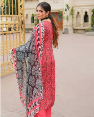 Pure Lawn Latest Chikankari Ensemble with Organza
