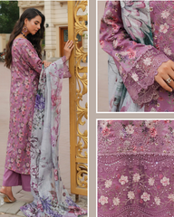 Pure Lawn Chikankari Ensemble with Organza & Lace New