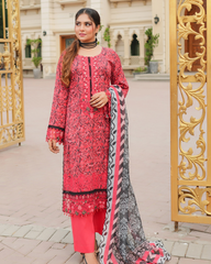 Pure Lawn Latest Chikankari Ensemble with Organza