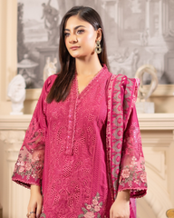 Pure Chikankari Lawn Stitched Ensemble with Organza Detailing Red