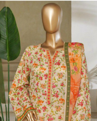 Bin Saeed 100% Original Pure Lawn Digital 3-Piece – Stitched Floral Heritage
