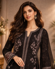 REET Boutique Collection: Pakistani Raw Silk Frock & Hand-Worked Chiffon Jacket