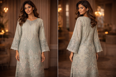 Original REET Designer Set: Lace & Cutwork Chiffon Dupatta with Handwork