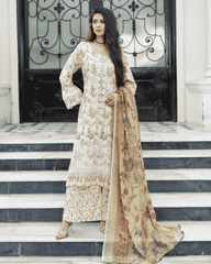 Latest Svougish: Pure Lawn Stitched Ensemble with Organza & Patchwork