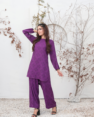 Tawakkal DORA Jacquard 2-Piece Stitched Suit Purple