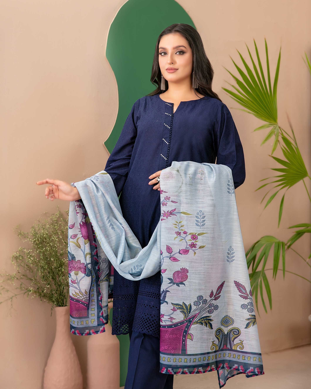 Tawakkal 3-Piece Chikankari Suit – Pure Lawn Shirt, Cotton Pants & Cambric Dupatta