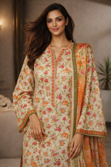 Bin Saeed 100% Original Pure Lawn Digital 3-Piece – Stitched Floral Heritage