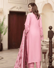 Pure Chikankari Lawn Stitched Ensemble with Organza Detailing Pink