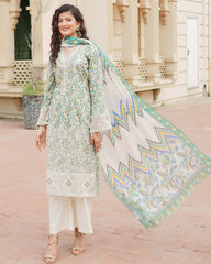 Pure Lawn Chikankari Ensemble with Organza & Lace