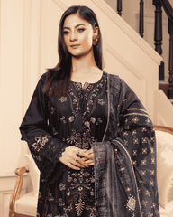 Pure Chikankari Lawn Stitched Outfit Black– Elegance Redefined