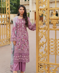 Pure Lawn Chikankari Ensemble with Organza & Lace New