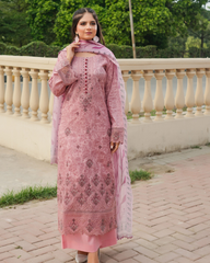 Pure Lawn Chikankari Ensemble with Organza & Lace Trending