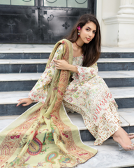Latest Svougish: Pure Lawn Stitched Ensemble with Organza & Patchwork