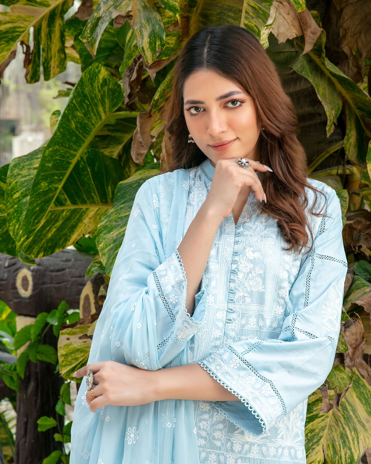 Tawakkal Premium Pure Cotton Kashmiri Embroidered 3-Piece Unstitched Suit – Elegant Lace Detail Collection