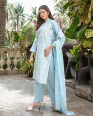 Tawakkal Premium Pure Cotton Kashmiri Embroidered 3-Piece Unstitched Suit – Elegant Lace Detail Collection