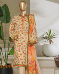 Bin Saeed 100% Original Pure Lawn Digital 3-Piece – Stitched Floral Heritage