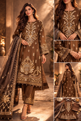 Authentic REET Designer Wear – Premium Raw Silk & Chiffon Hand-Worked Ensemble