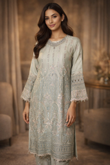 Original REET Designer Set: Lace & Cutwork Chiffon Dupatta with Handwork